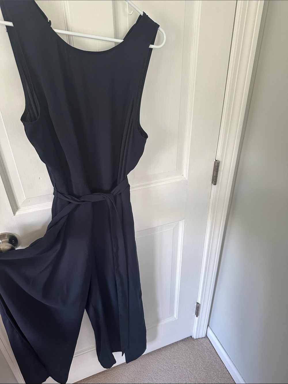 Banana Republic Navy Sleeveless Wide- Leg Jumpsuit with Waist Tie